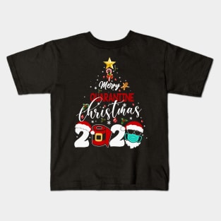 Merry Christmas 2020 Quarantine Christmas Santa Face Mask Kids T-Shirt